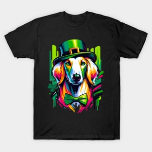 Saluki Dog's Graceful Saint Patrick's Day Celebration T-Shirt